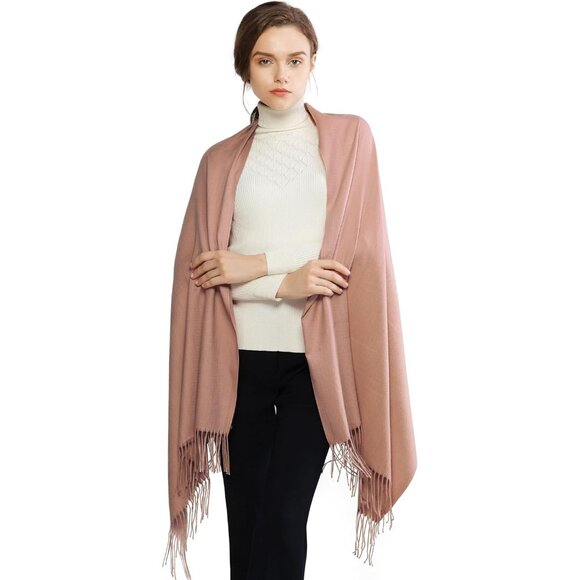 ⚡Women's Dull Peach Pashmina Evening Dress Bridesmaid Winter Warm Long Scarf - Picture 2 of 6